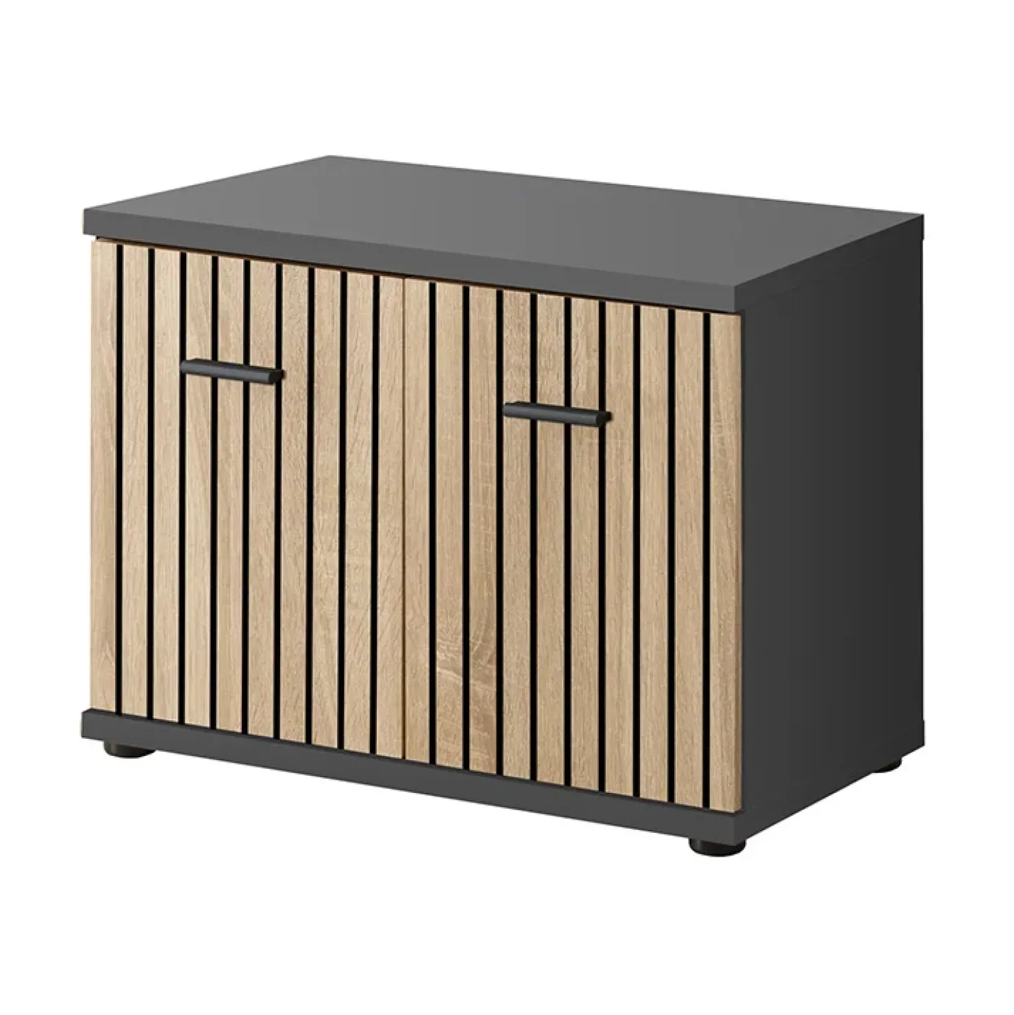 Garnero Arredamenti Mobile ingresso 210x203h cm con specchio rovere antracite stampa a righe California Gihome® Antracite - Rovere