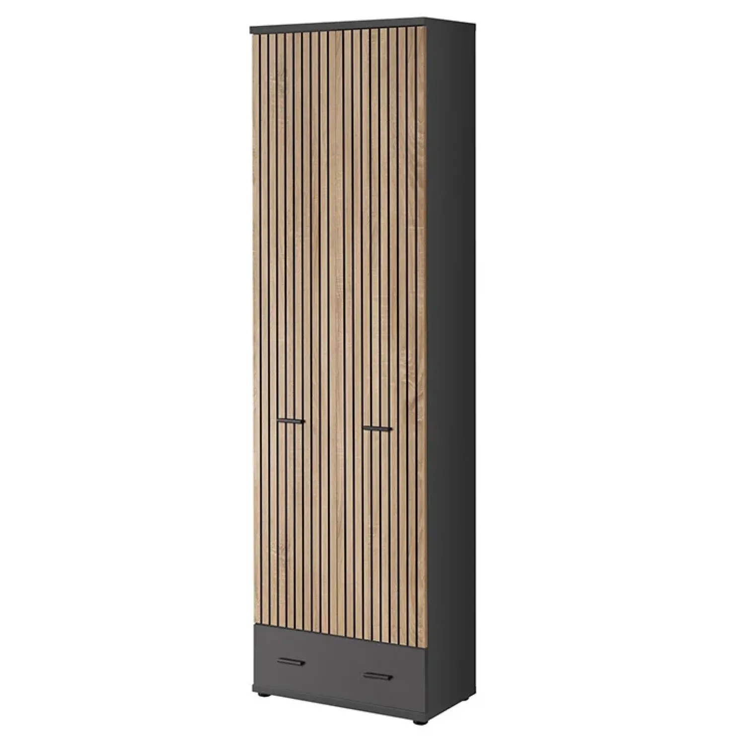 Garnero Arredamenti Mobile ingresso 210x203h cm con specchio rovere antracite stampa a righe California Gihome® Antracite - Rovere