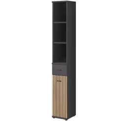 Garnero Arredamenti Mobile ingresso 210x203h cm con specchio rovere antracite stampa a righe California Gihome® Antracite - Rovere