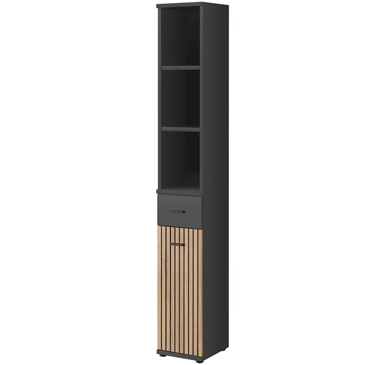 Garnero Arredamenti Mobile ingresso 210x203h cm con specchio rovere antracite stampa a righe California Gihome® Antracite - Rovere