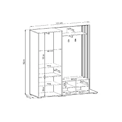 Garnero Arredamenti Mobile ingresso 132x192h cm con specchio moderno quercia bianco Miller Bianco Frassinato Discount