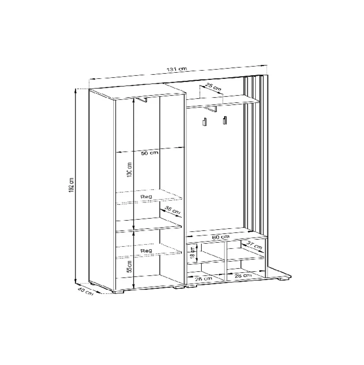 Garnero Arredamenti Mobile ingresso 132x192h cm con specchio moderno quercia bianco Miller Bianco Frassinato Discount