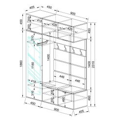 Garnero Arredamenti Mobile ingresso 135x231h cm con specchio rovere grafite Arat Outlet