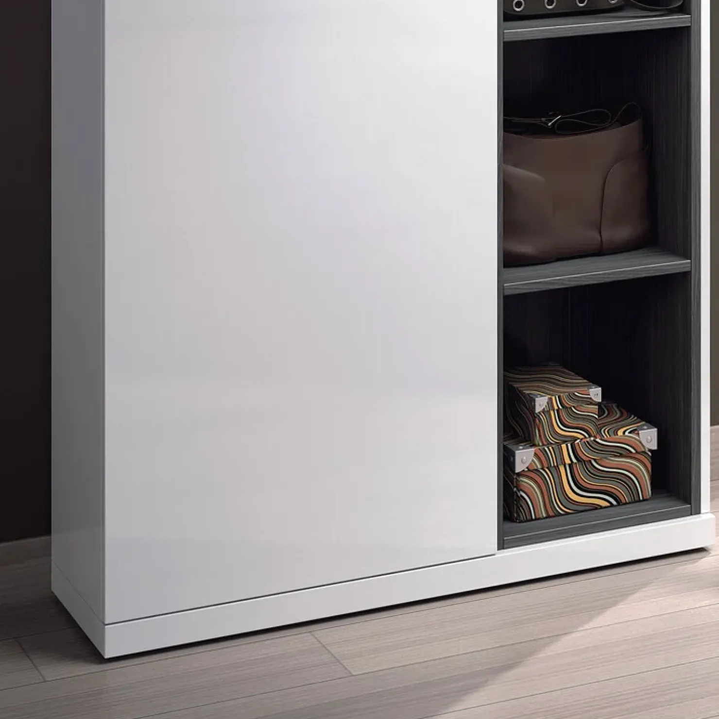 Garnero Arredamenti Mobile ingresso 79x108h cm con specchio bianco lucido grigio Alf Online
