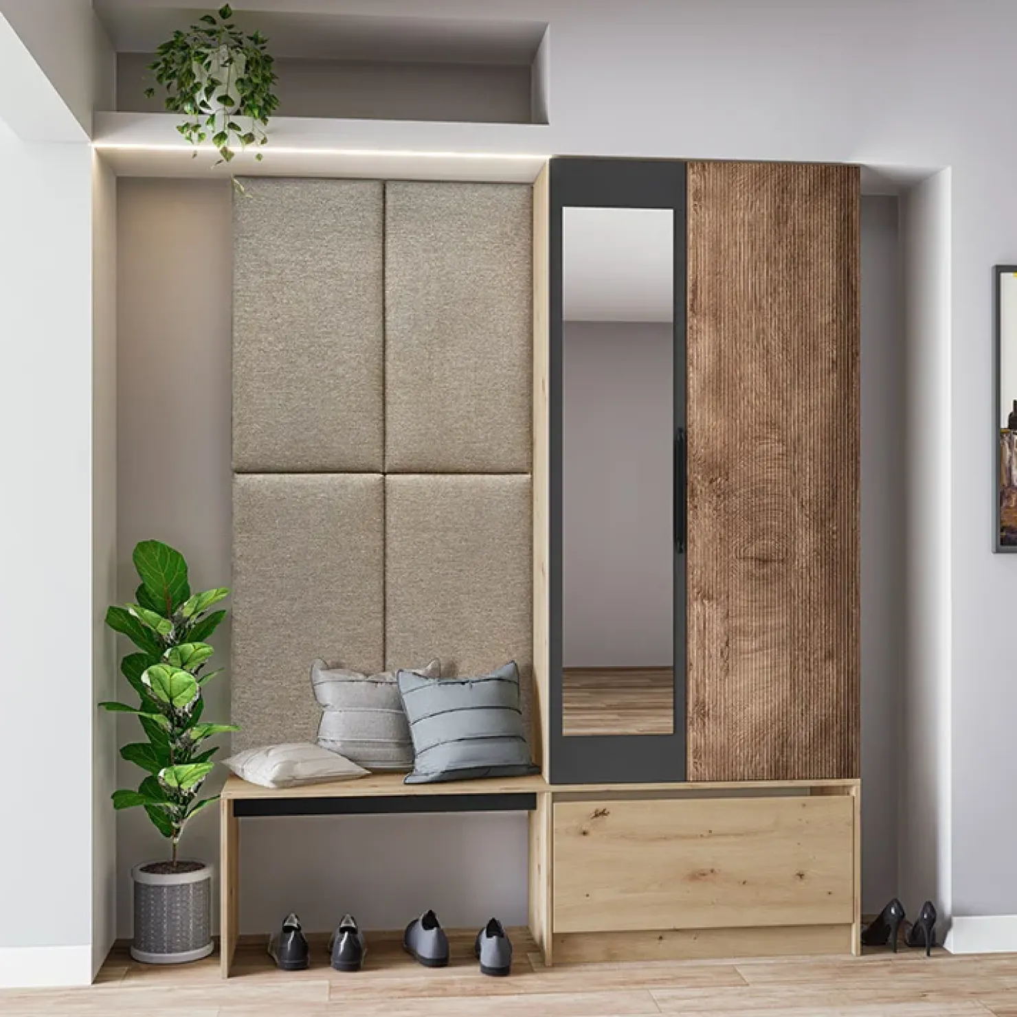 Garnero Arredamenti Mobile ingresso 160x202h cm con specchio rovere chiaro Canada Discount