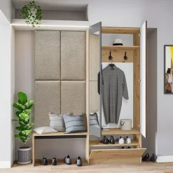 Garnero Arredamenti Mobile ingresso 160x202h cm con specchio rovere chiaro Canada Discount