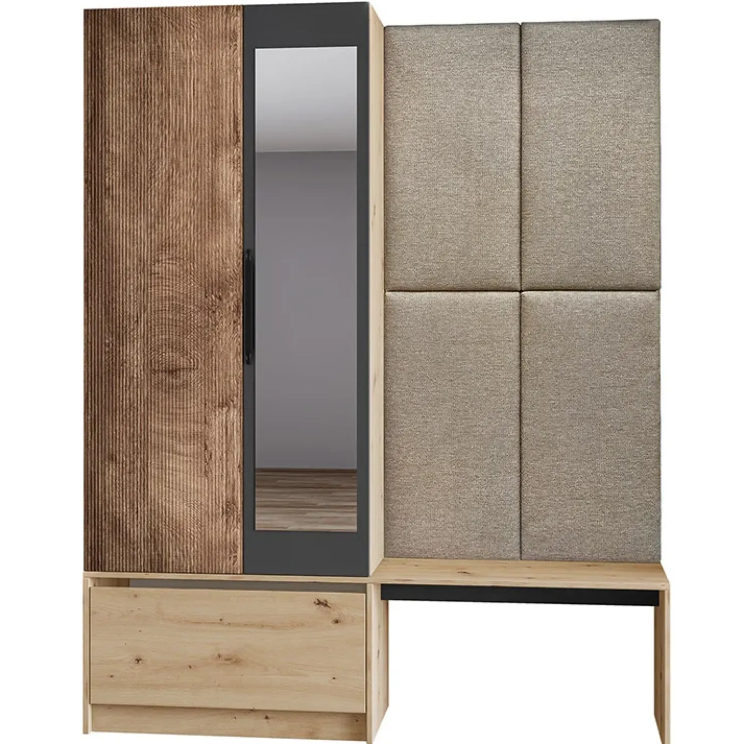 Garnero Arredamenti Mobile ingresso 160x202h cm con specchio rovere chiaro Canada Discount