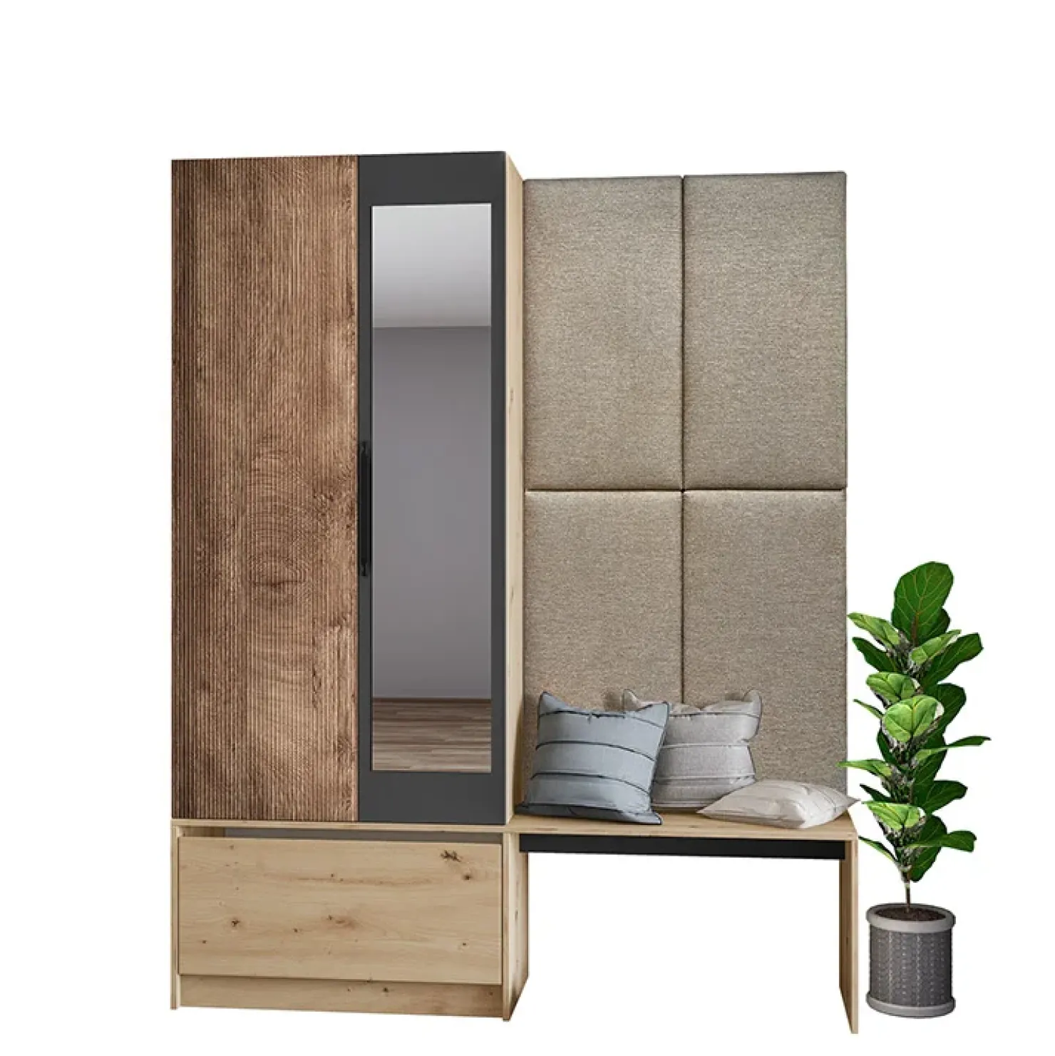 Garnero Arredamenti Mobile ingresso 160x202h cm con specchio rovere chiaro Canada Discount