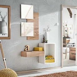 Garnero Arredamenti Mobile ingresso 100x170h cm con specchio rovere bianco Dante 1 Gihome® Sale