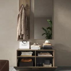 Garnero Arredamenti Mobile ingresso 91x174h cm con scarpiera e specchio moderno rovere scuro Alvarez Clearance