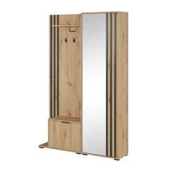 Garnero Arredamenti Mobile ingresso 132x192h cm con specchio moderno quercia nero Miller Rovere Rustico