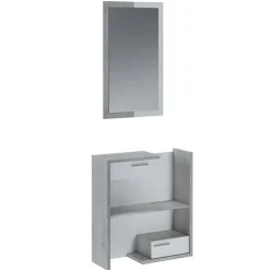 Garnero Arredamenti Mobile ingresso 83x190h cm con specchio cemento bianco frassinato Tesla Best