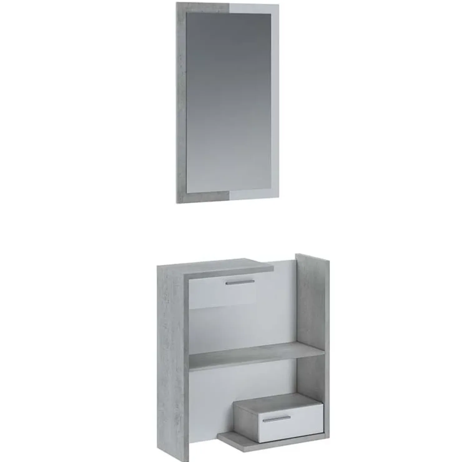 Garnero Arredamenti Mobile ingresso 83x190h cm con specchio cemento bianco frassinato Tesla Best