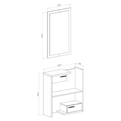 Garnero Arredamenti Mobile ingresso 83x190h cm con specchio cemento bianco frassinato Tesla Best