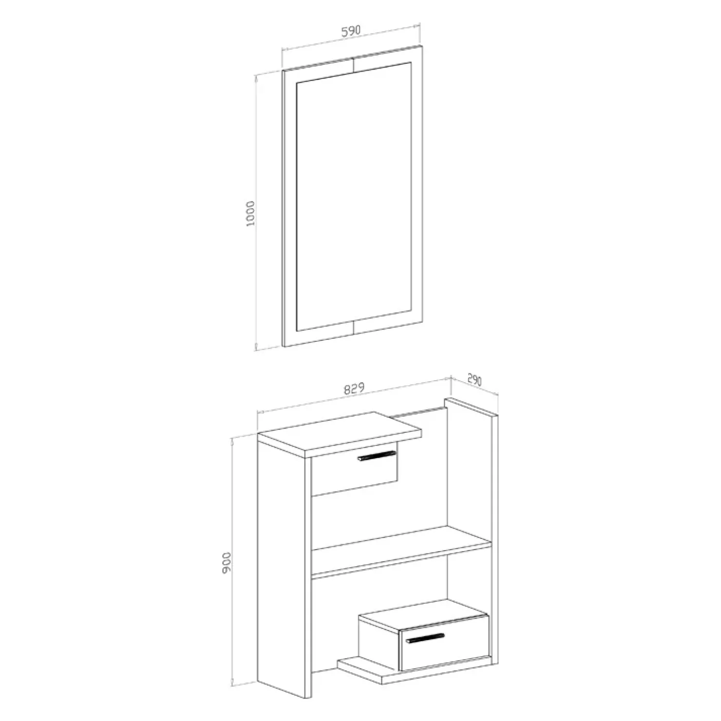 Garnero Arredamenti Mobile ingresso 83x190h cm con specchio cemento bianco frassinato Tesla Best