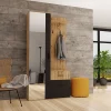 Garnero Arredamenti Mobile ingresso 97x195h cm con specchio 1 cassetto 2 ante rovere nero Assen Best