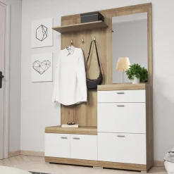 Garnero Arredamenti Mobile ingresso 135x197h cm con specchio bianco rovere Mare Gihome® Hot