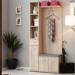 Garnero Arredamenti Mobile ingresso 90x203h cm con attaccapanni sonoma Arizona Gihome® Rovere Outlet