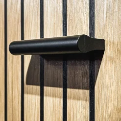 Garnero Arredamenti Mobile ingresso 180x203h cm con specchio moderno rovere antracite stampa a righe New York Gihome® Antracite - Rovere Sale