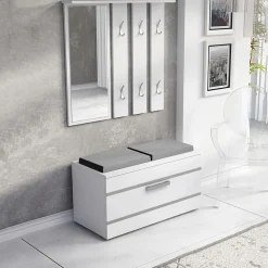 Garnero Arredamenti Mobile ingresso 85x137h cm con specchio bianco grigio Anibal Bianco Opaco Clearance