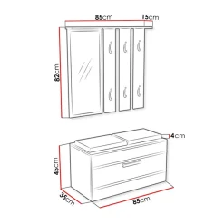 Garnero Arredamenti Mobile ingresso 85x137h cm con specchio bianco grigio Anibal Bianco Opaco Clearance