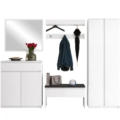 Garnero Arredamenti Mobile ingresso 300x200h cm con specchio appendiabiti armadio bianco Accent Bianco Opaco