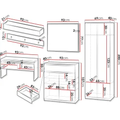 Garnero Arredamenti Mobile ingresso 300x200h cm con specchio appendiabiti armadio bianco Accent Bianco Opaco