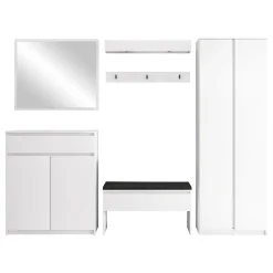 Garnero Arredamenti Mobile ingresso 300x200h cm con specchio appendiabiti armadio bianco Accent Bianco Opaco