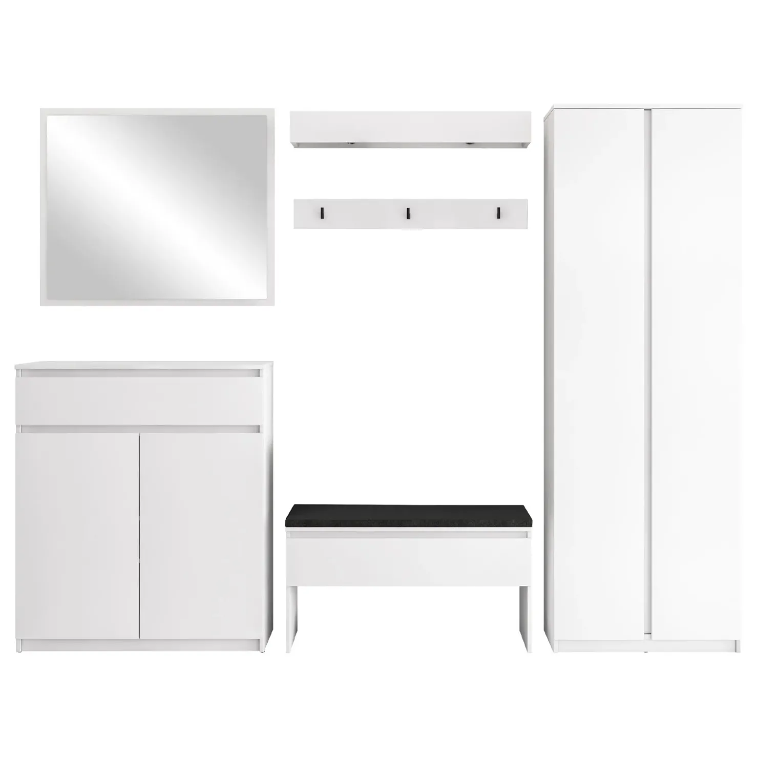 Garnero Arredamenti Mobile ingresso 300x200h cm con specchio appendiabiti armadio bianco Accent Bianco Opaco