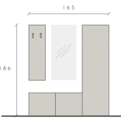 Garnero Arredamenti Mobile ingresso 165x186h cm grigio chiaro rovere chiaro Sunset 112 New