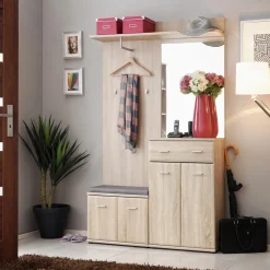 Garnero Arredamenti Mobile ingresso 120x200h cm moderno sonoma San Francisco Gihome® Rovere Outlet