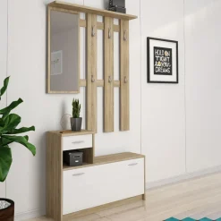 Garnero Arredamenti Mobile ingresso 100x190h cm moderno bianco opaco rovere Thomas Rovere - Bianco opaco Sale