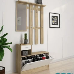 Garnero Arredamenti Mobile ingresso 100x190h cm moderno bianco opaco rovere Thomas Rovere - Bianco opaco Sale