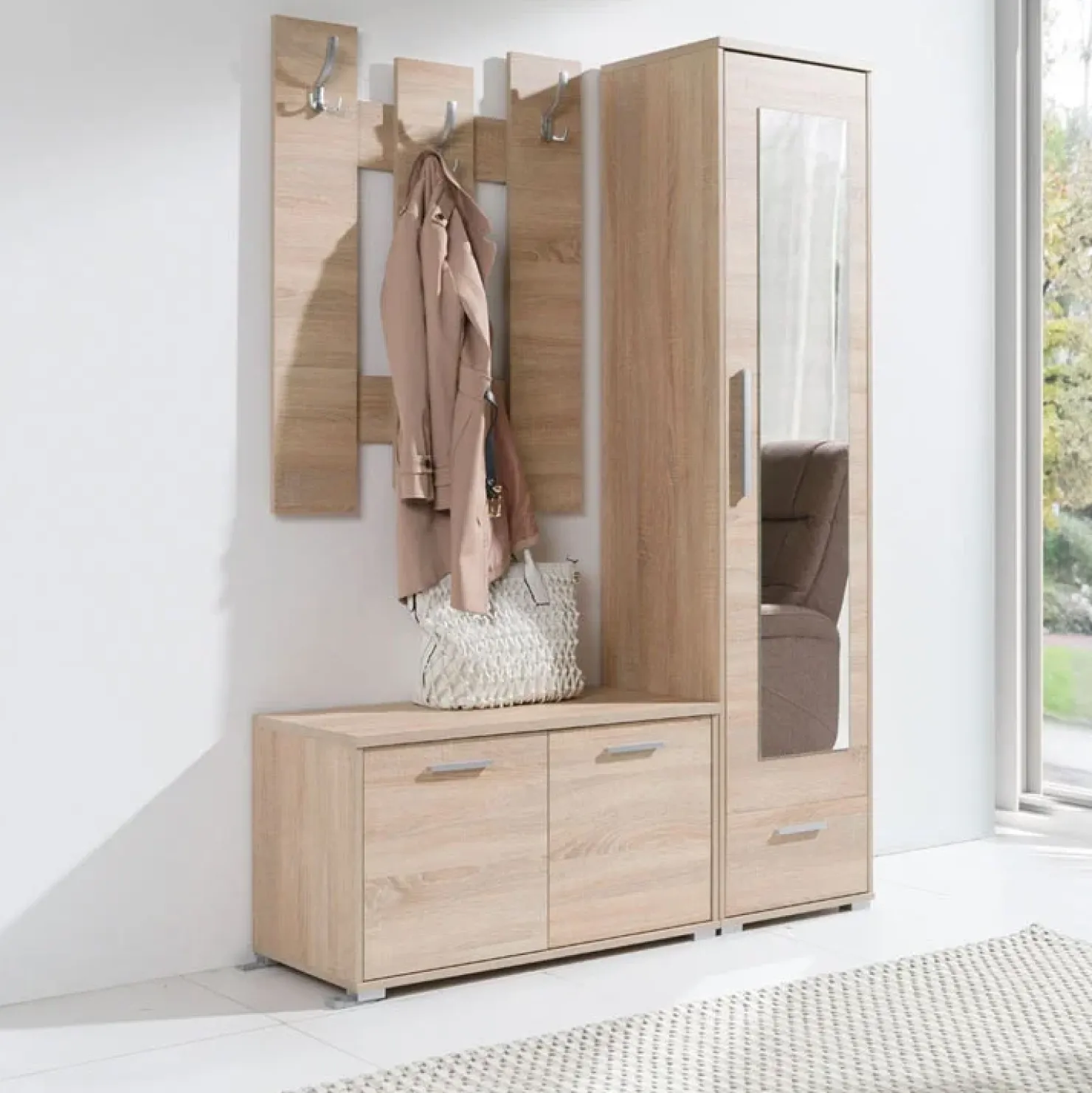 Garnero Arredamenti Mobile ingresso 140x193h cm moderno rovere Clarissa 1 Gihome®