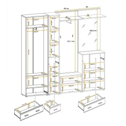 Garnero Arredamenti Mobile ingresso 210x203h cm moderno sonoma California Gihome® Rovere