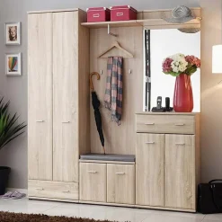 Garnero Arredamenti Mobile ingresso 180x203h cm moderno sonoma New York Gihome® Rovere New