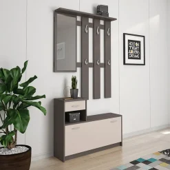 Garnero Arredamenti Mobile ingresso 100x190h cm moderno grigio beige Thomas Beige - Grigio Discount