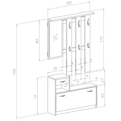 Garnero Arredamenti Mobile ingresso 100x190h cm moderno grigio beige Thomas Beige - Grigio Discount