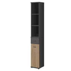 Garnero Arredamenti Mobile ingresso 90x203h cm moderno rovere antracite stampa a righe Arizona Gihome® Antracite - Rovere Online