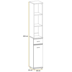 Garnero Arredamenti Mobile ingresso 90x203h cm moderno rovere antracite stampa a righe Arizona Gihome® Antracite - Rovere Online