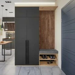 Garnero Arredamenti Mobile ingresso 160x221h cm nero opaco rovere scuro Acerbo New