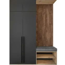 Garnero Arredamenti Mobile ingresso 160x221h cm nero opaco rovere scuro Acerbo New