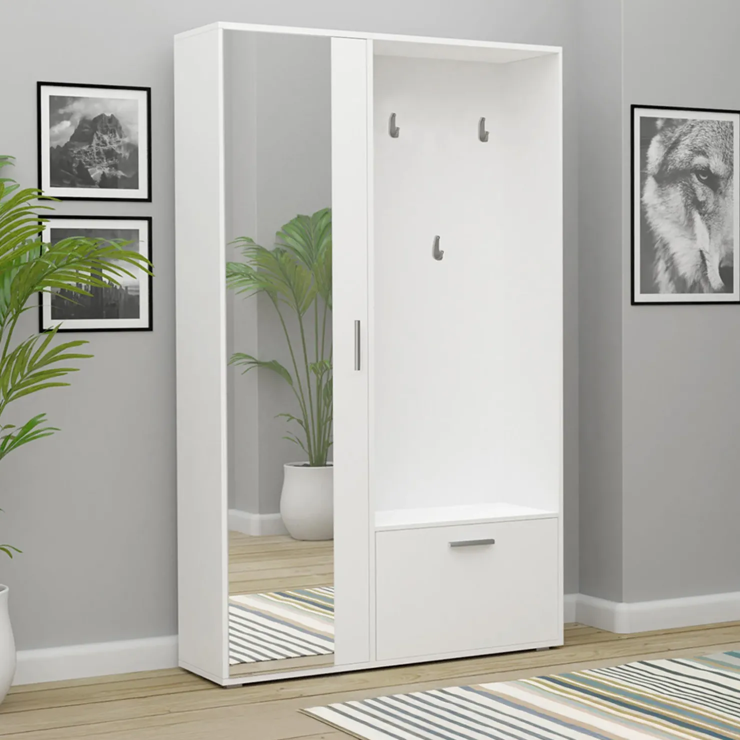 Garnero Arredamenti Mobile ingresso 120x196h cm reversibile con specchio bianco Elios Best