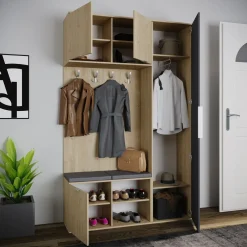 Garnero Arredamenti Mobile ingresso 140x220h cm rovere antracite Stoccolma Best