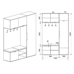 Garnero Arredamenti Mobile ingresso 140x220h cm rovere antracite Stoccolma Best