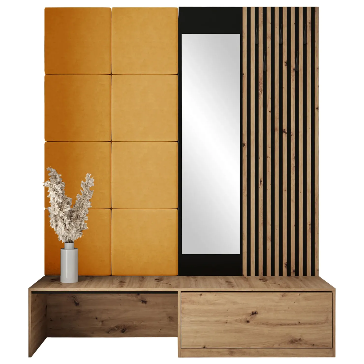 Garnero Arredamenti Mobile ingresso 172x205h cm rovere rustico giallo Welly 3 Rovere Rustico - Senape New