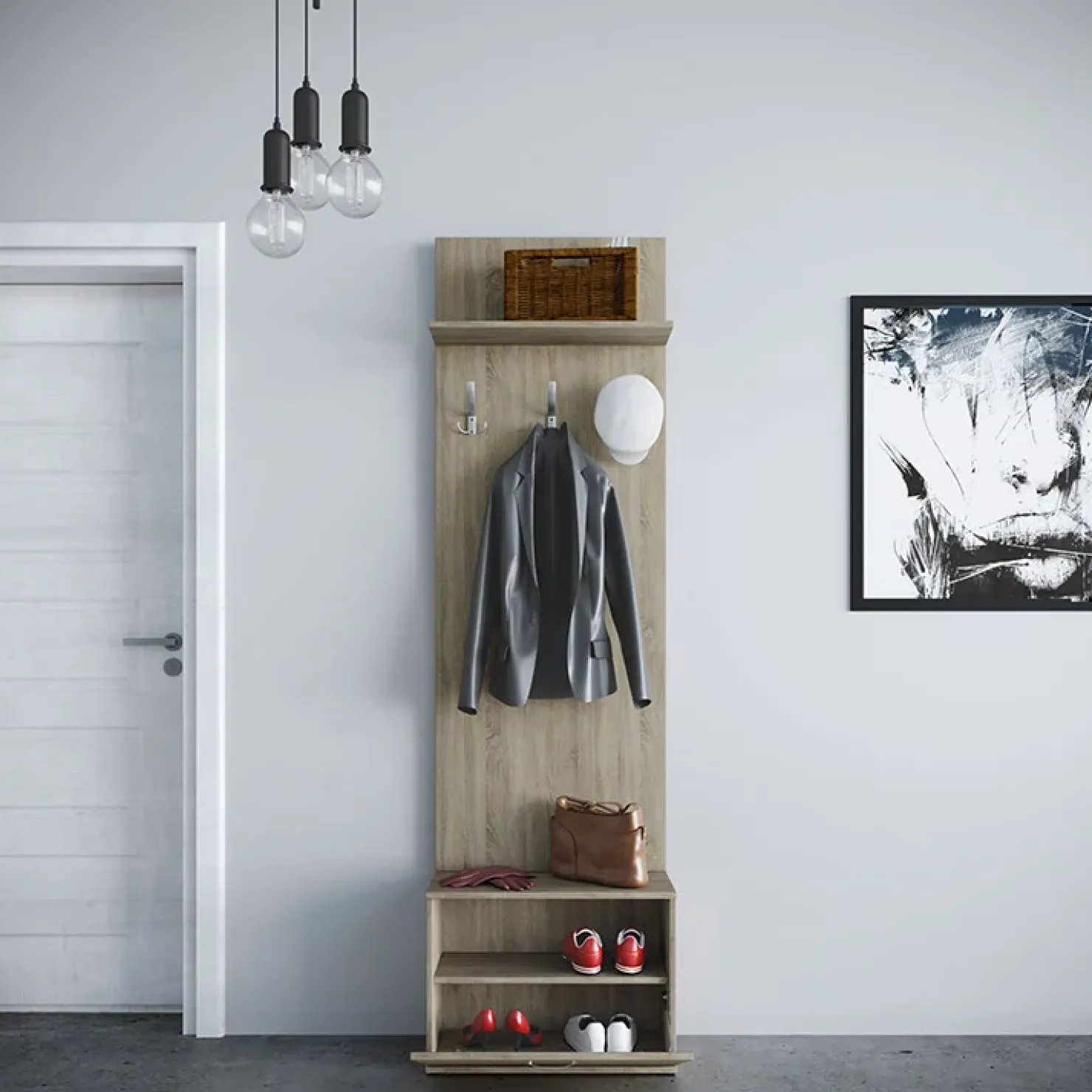 Garnero Arredamenti Mobile ingresso 60x190h cm rovere sonoma scuro London