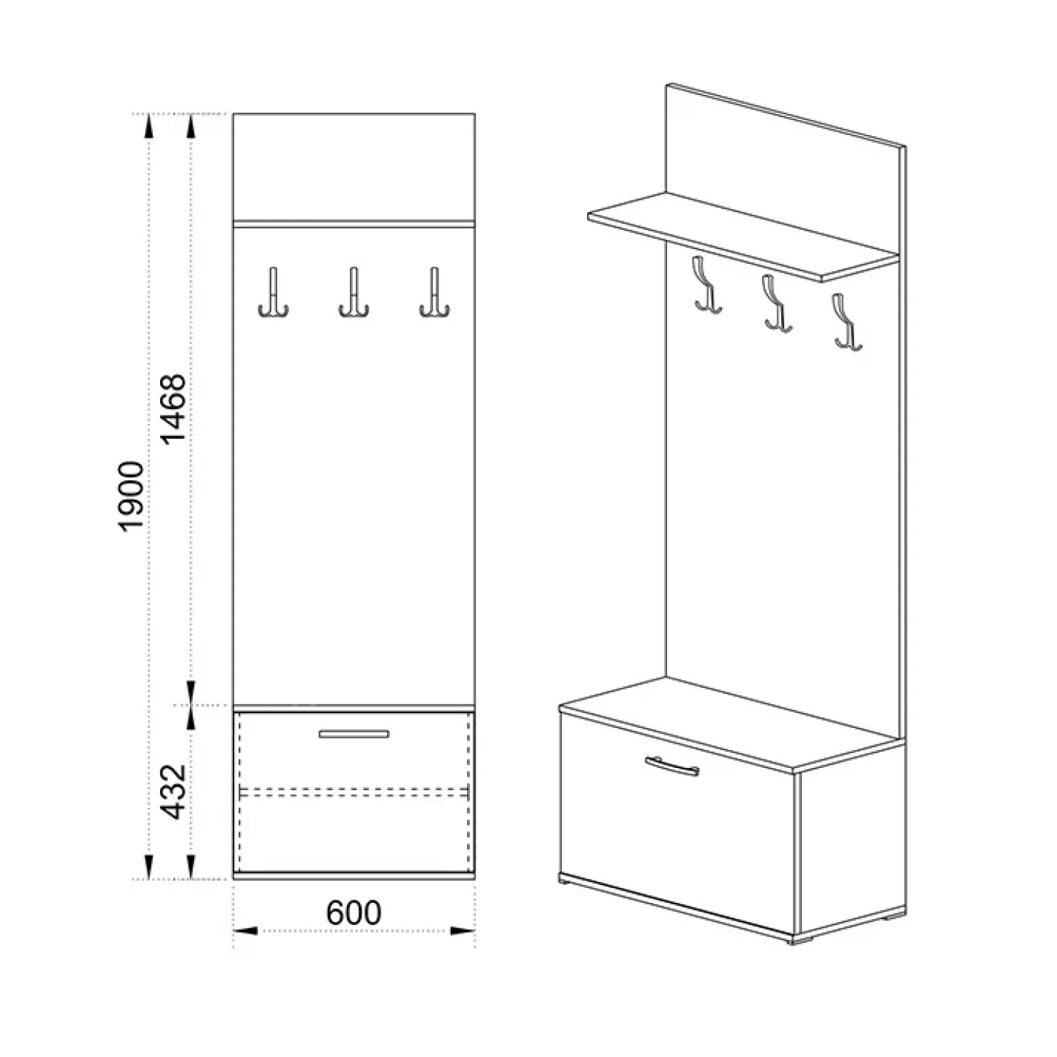 Garnero Arredamenti Mobile ingresso 60x190h cm rovere sonoma scuro London