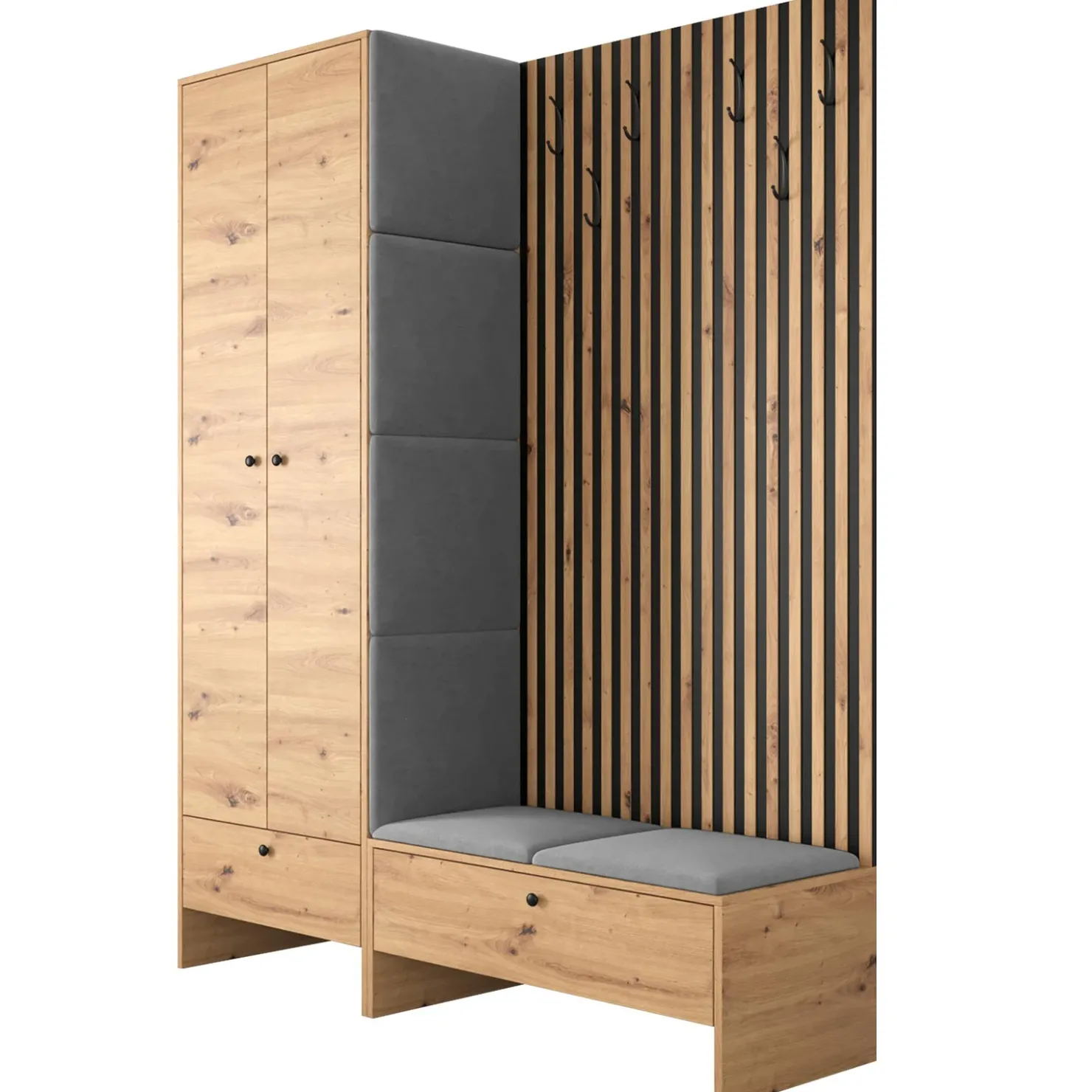 Garnero Arredamenti Mobile ingresso 145x168h cm rovere rustico grigio Welly 4 New