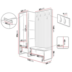 Garnero Arredamenti Mobile ingresso 145x168h cm rovere rustico grigio Welly 4 New